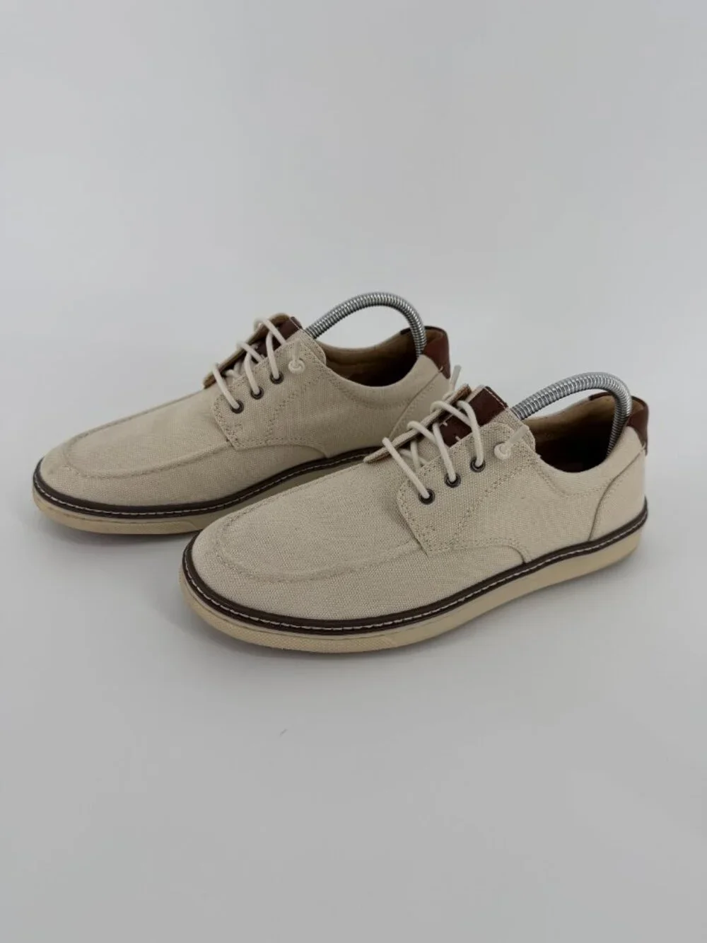 Johnston & Murphy McGuffey Men’s 8.5M Beige Canvas Moc Toe Shoes